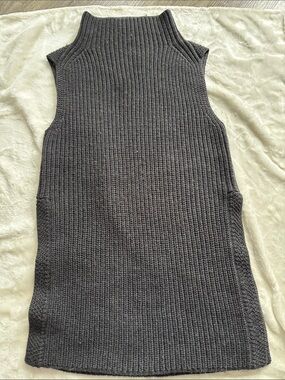 Wilfred Charcoal Ribbed Sleeveless Turtleneck Sweater Dress